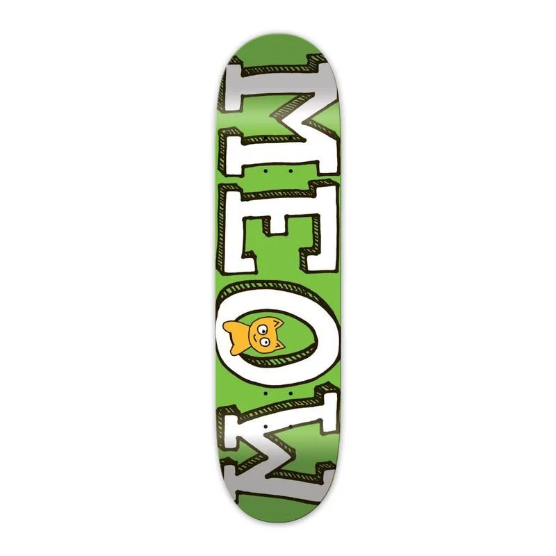 Meow Logo Skateboard Deck Green 7.5"