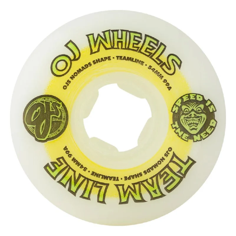 OJ Skateboard Wheels Team Line Hardline 99a White 54mm