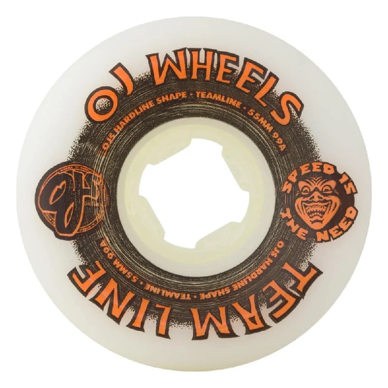 OJ Skateboard Wheels Team Line Hardline 99a White 55mm