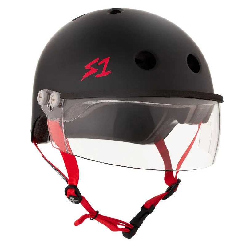 S-One Visor Lifer Helmet - Black/Red Matte