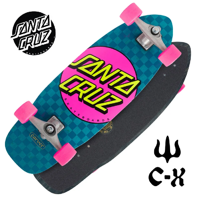 Santa Cruz x Carver Pink Dot Check Cut Back 29.95 CX Surf Skate Cruiser Complete