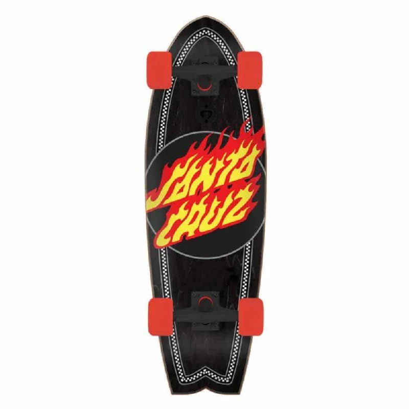 Santa Cruzer Complete Skateboard Flame Dot Check Black/Red/Yellow 8.8"