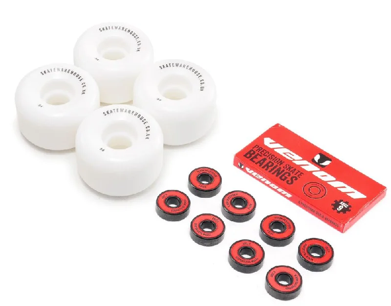 Skatewarehouse Conical Skateboard Wheels & Venom ABEC 9 Bearings Pack