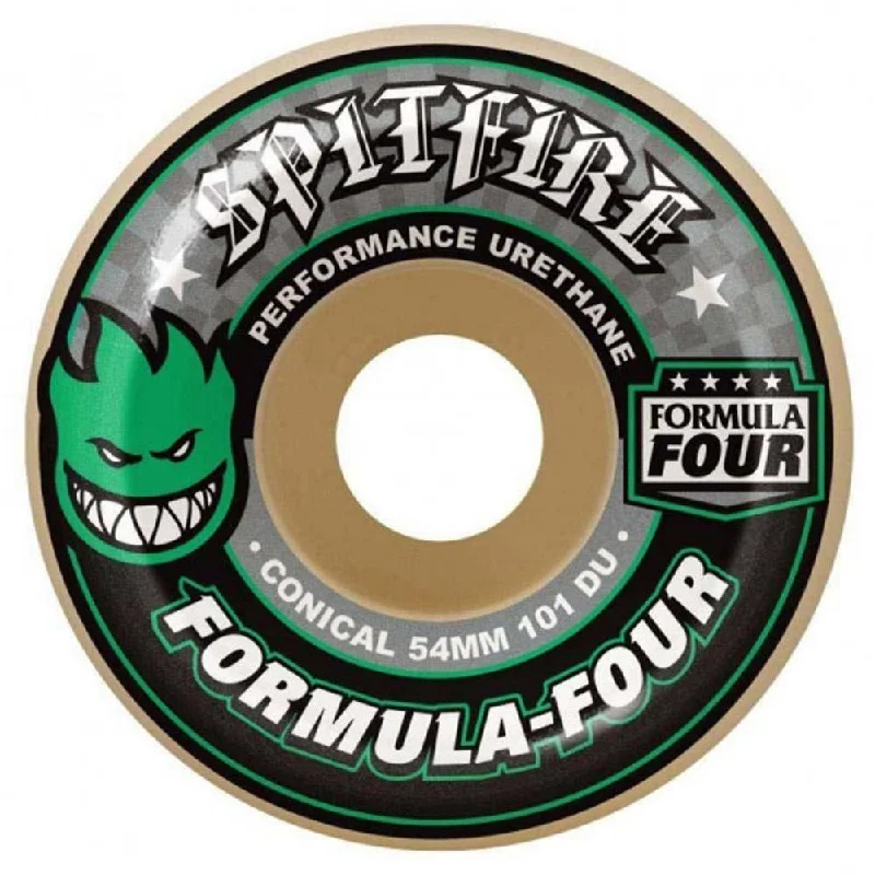 Spitfire Formula Four Skateboard Wheels Conical 101DU Green Print Natural 56mm