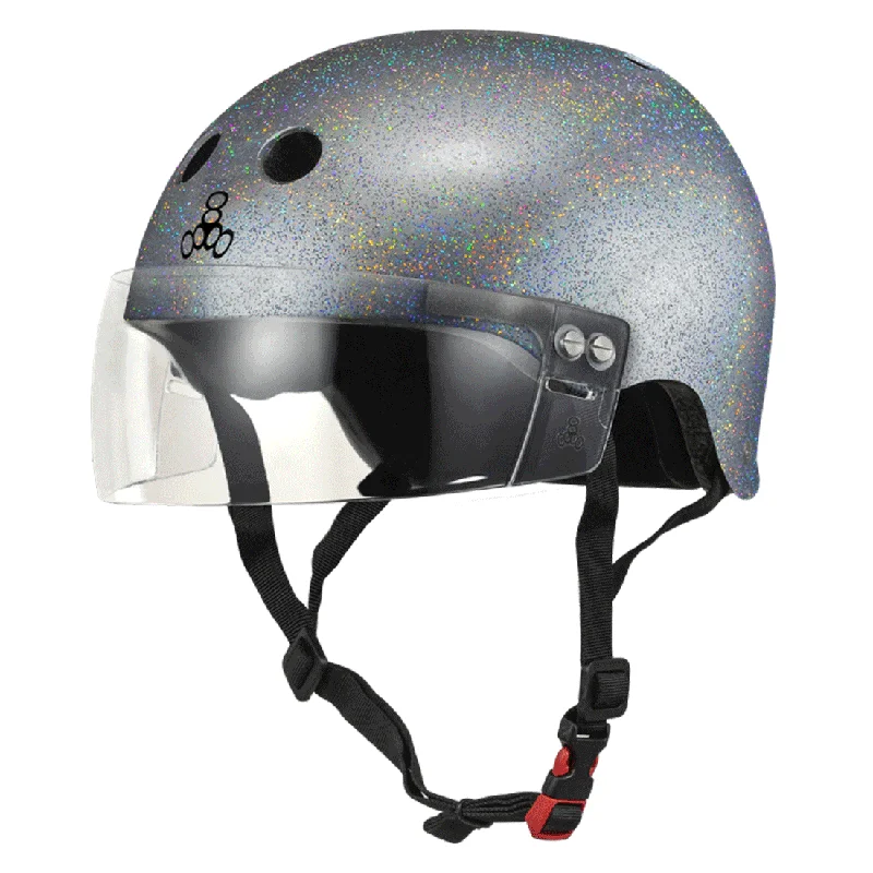 Triple 8 THE Cert SS Visor Helmet - Silver Glitter