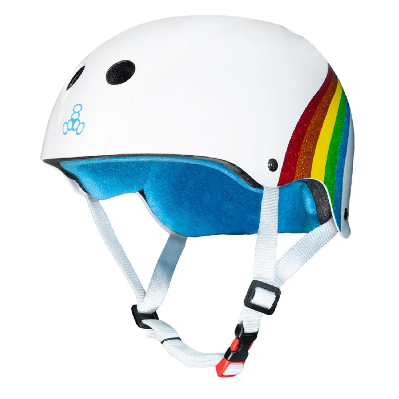 Triple 8 THE Cert SS Helmet - Rainbow White Gloss